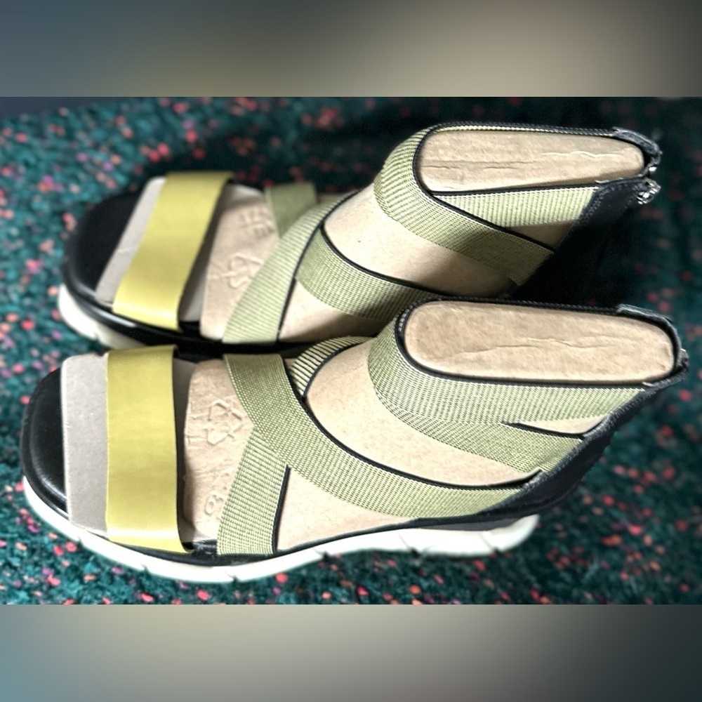Sorel Joanie III Sport Wedge Sandals Olive NWT 7.5 Comfort Platform - Picture 13 of 14